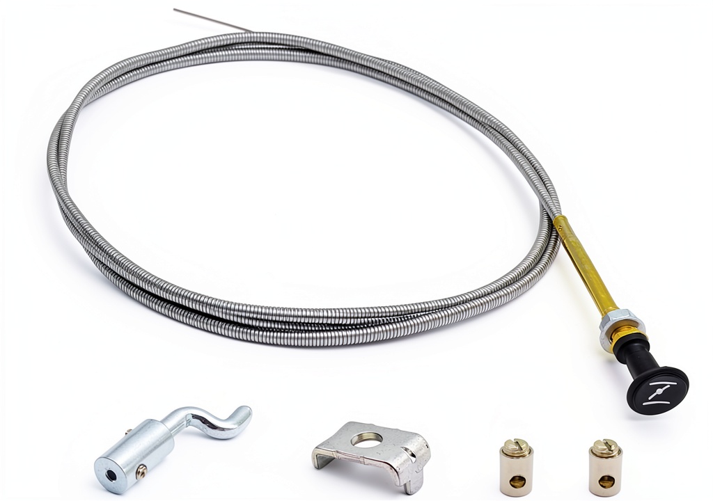 YGQ choke cable installed on a tractor engine